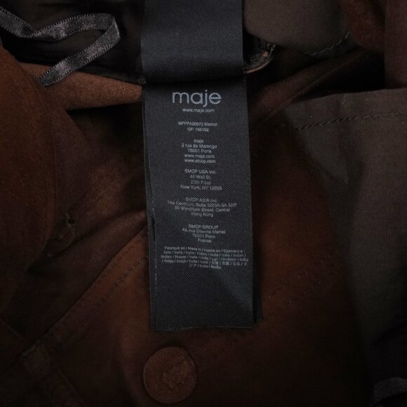 Maje Plutoma Flared Leather Trousers In Marron Brown Women's Size EU 38 - NWT - Picture 10 of 12